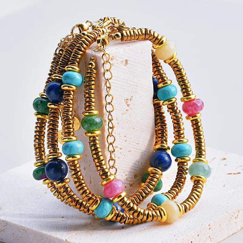 Colorful Natural Stone Beads Chain Bracelets for Women - Trendy Jewelry Gift