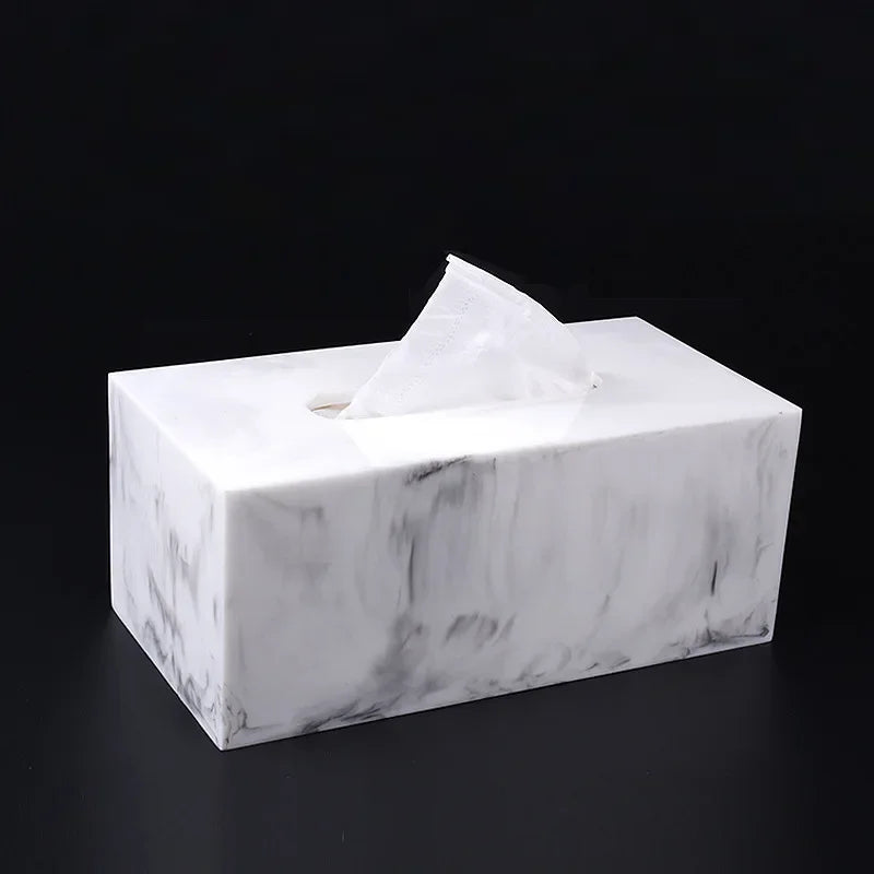 Resin Tissue Box Holder for Bathroom Kitchen Living Room - Black & White
