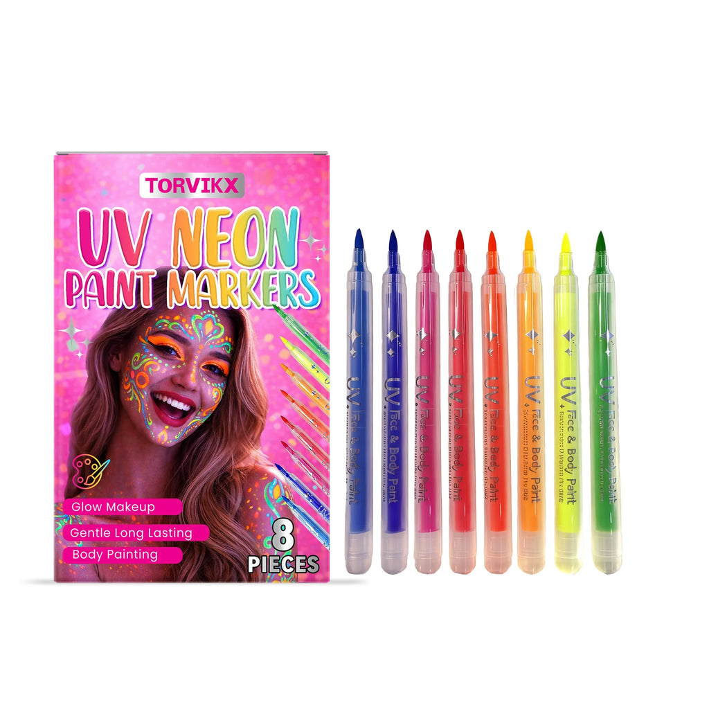 UV Luminous Face & Body Painting Pen for Parties & Concerts - Washable Neon Makeup