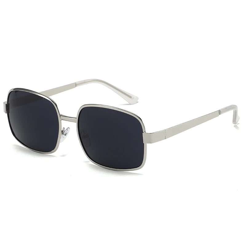Unisex Retro Square & Round Metal Sunglasses with Sun Protection - Large Frame
