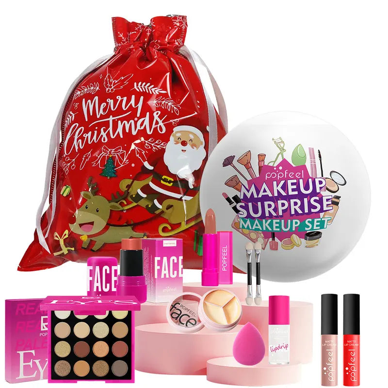 Christmas Surprise Makeup Gift Set - 9-Piece Cosmetic Collection with Eyeshadows and Lipsticks