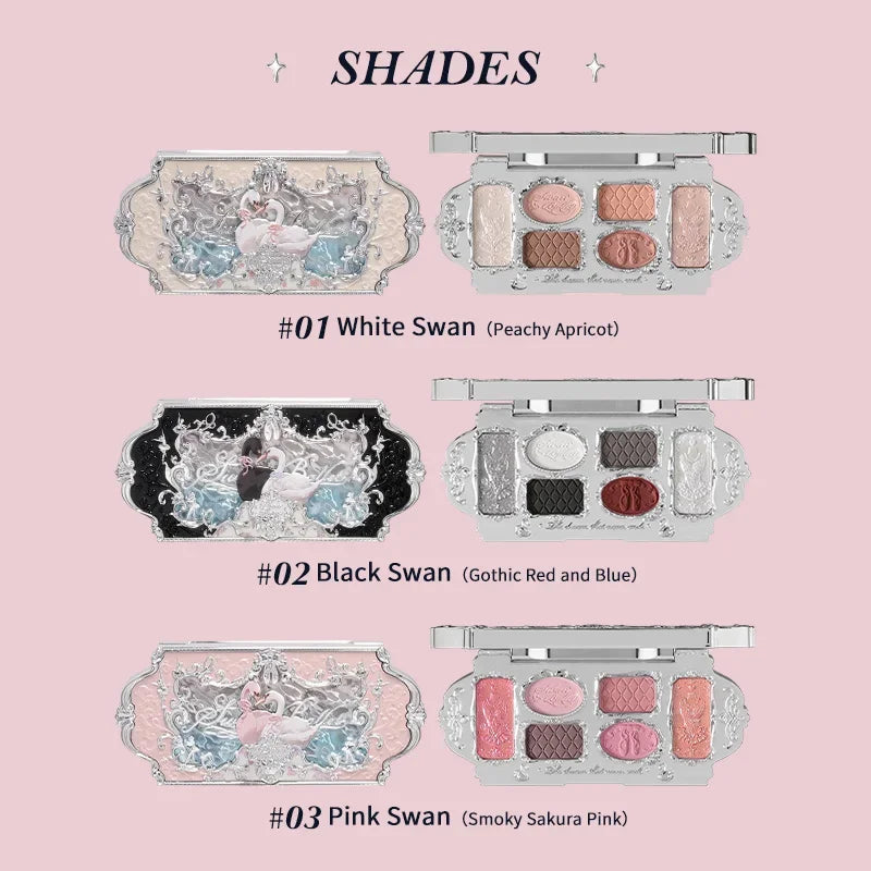 Flower Knows Makeup Swan Ballet Eyeshadow Palette Natural Nude Glitter Matte Shades