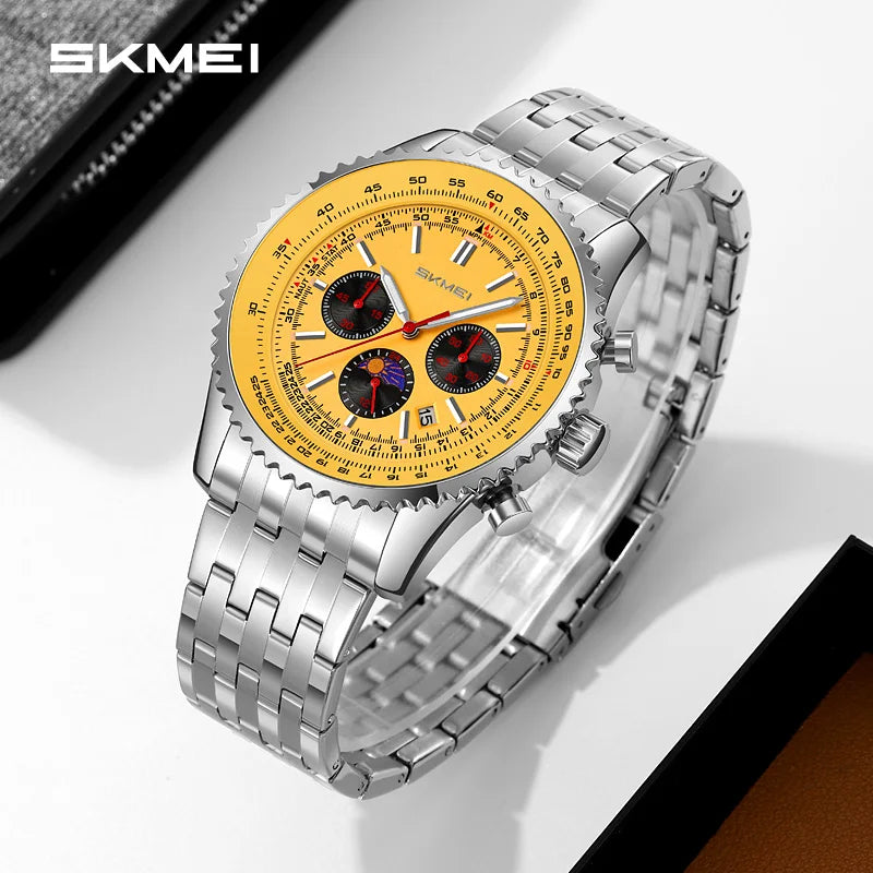 Luxury Men's Moon Phase Waterproof Chronograph Watch - Business Style