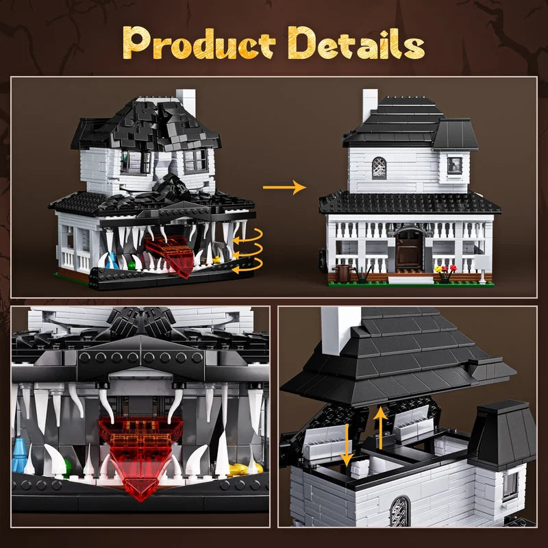 Halloween Haunted House Building Kit with LED Lights - Kids Educational Toy, 750 Pieces
