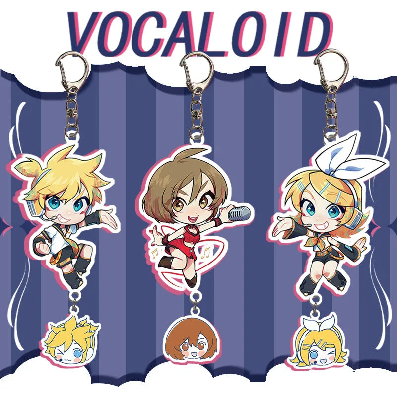 Anime Character Keychain Set - Hatsune Miku Kaito Rin Len Luka MEIKO Acrylic Pendants