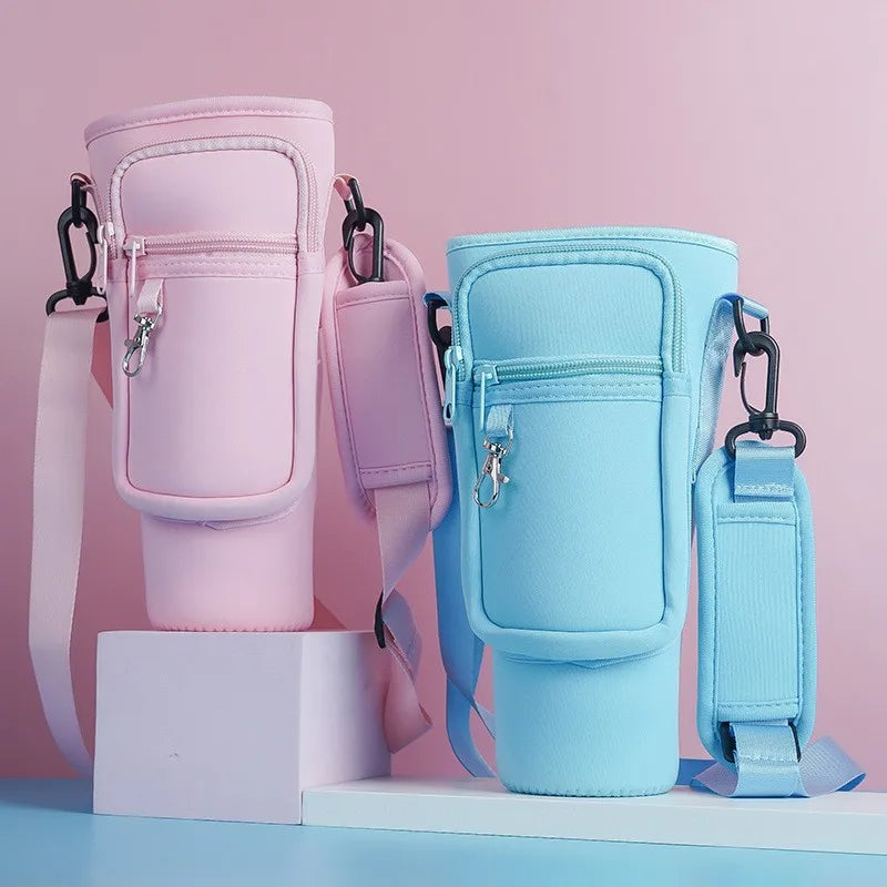 Insulated Water Bottle Carrier Bag for 40oz Bottles with Adjustable Shoulder Strap