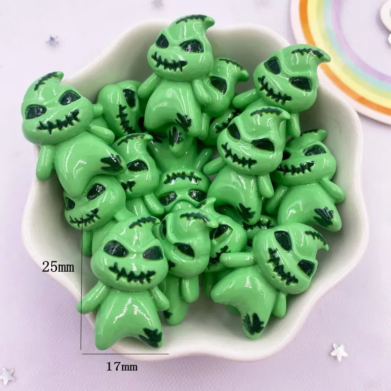Green Ghost Resin Flatback Cabochon Stones for Crafts & Home Decor - 10pcs