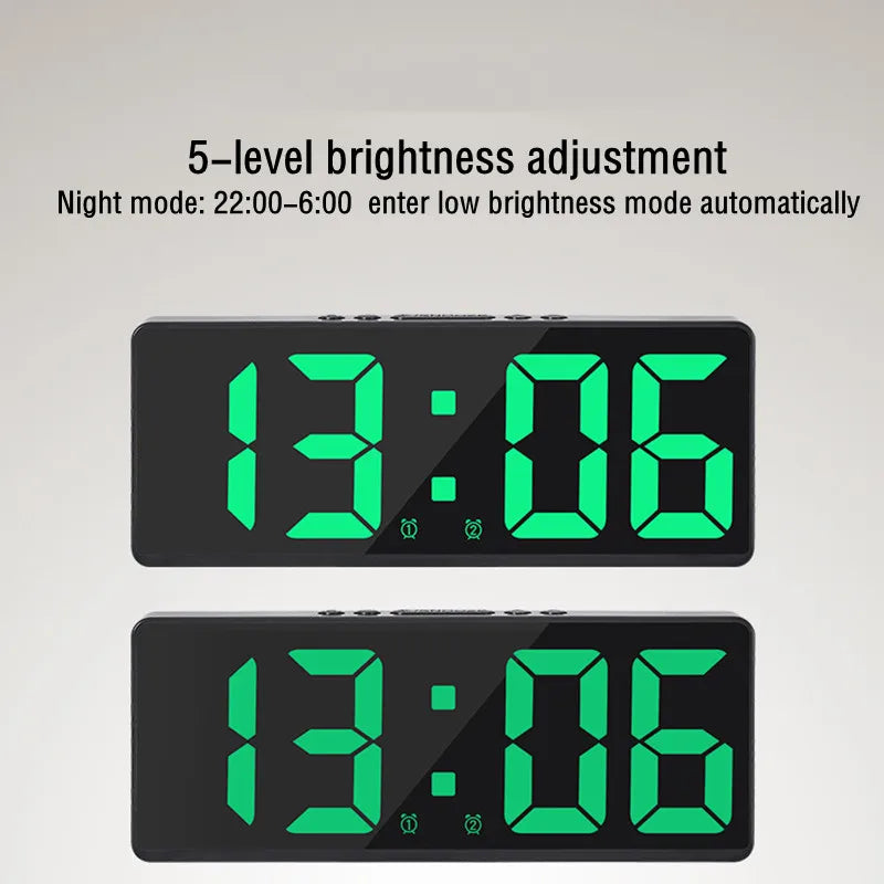 Digital Alarm Clock with Voice Control, Night Mode & Snooze - Battery Powered