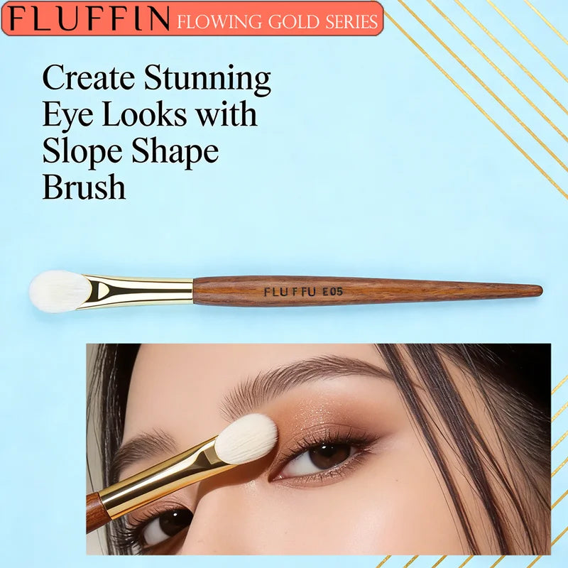 Slope Shape Eyeshadow Brush - Natural Goat Hair Makeup Tool with Rosewood Handle