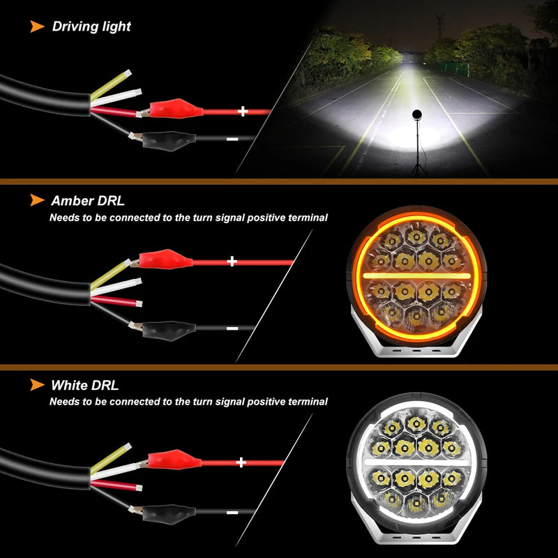 Offroad LED Driving Lights 6.5 Inch Spot Flood Combo 60000LM Waterproof Work Pods