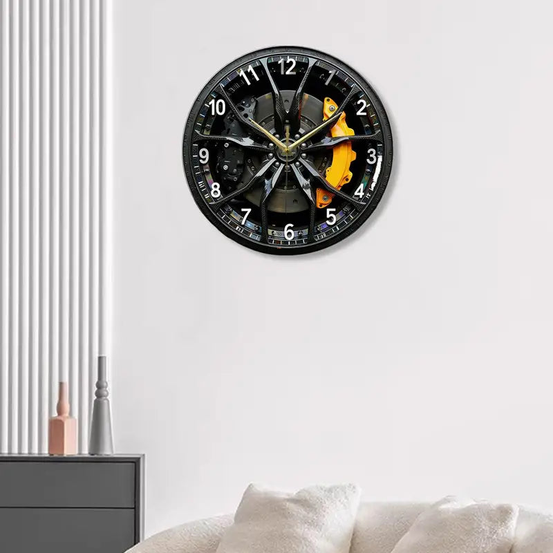 2D Car Wheel Wall Clock - Silent Modern Acrylic Decoration for Home & Classroom