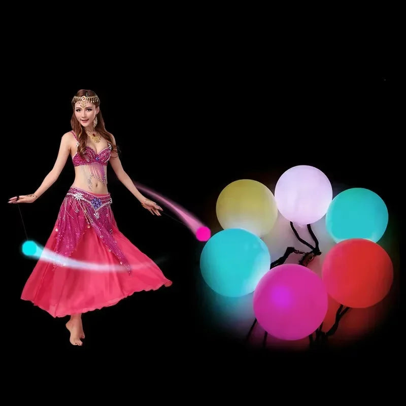LED Poi Balls for Belly Dance & Stage Performance - Luminous Light Up Props, 7.4cm