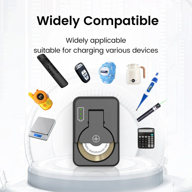 Rechargeable Coin Cell Battery Charger Type-C Port for LIR1025-2450 Batteries
