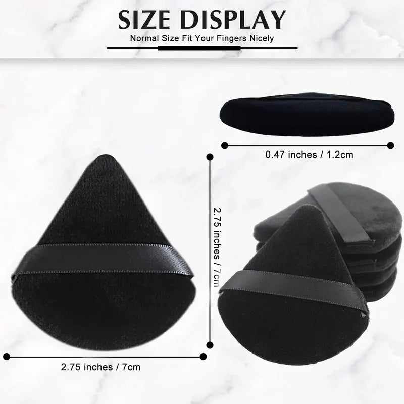 Triangle Velvet Powder Puff Makeup Sponge Set - Washable Lightweight Cosmetic Tool