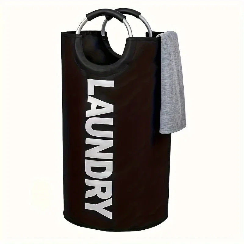 Large Foldable Laundry Basket with Water-Resistant Oxford Fabric & Padded Handles