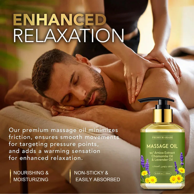 Lavender Chamomile Essential Oil Massage Oil 250ml for Relaxation & Skin Nourishment