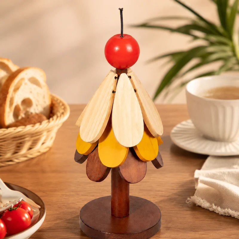 Tree-Shaped Heat Resistant Trivet for Hot Pots, Foldable Wooden Table Protector