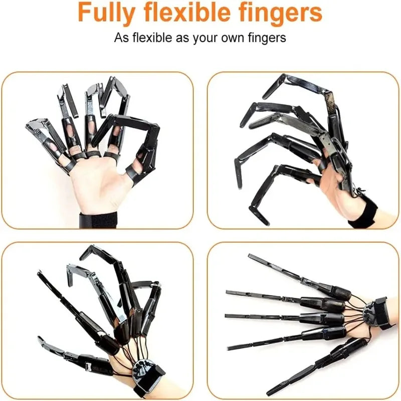 Halloween Articulated Skeleton Finger Gloves - Flexible Costume Props