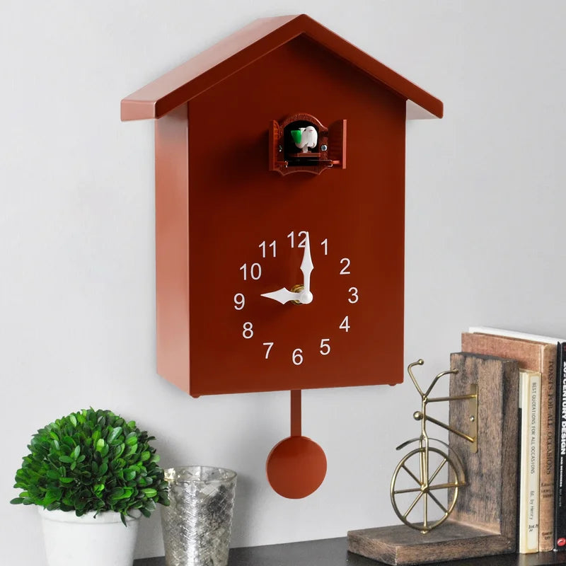 Modern Bird Wall Clock - Cuckoo Sound, Minimalist Design, 25x20cm