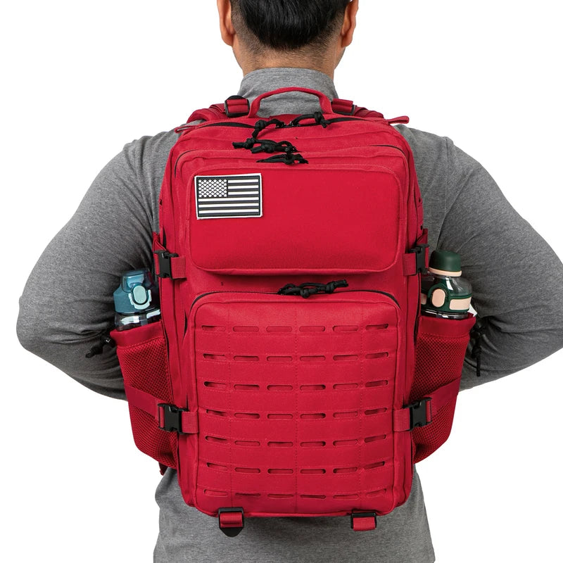 45L Men's Tactical Backpack with Double Cup Holders Outdoor Camping Hiking Survival Gear