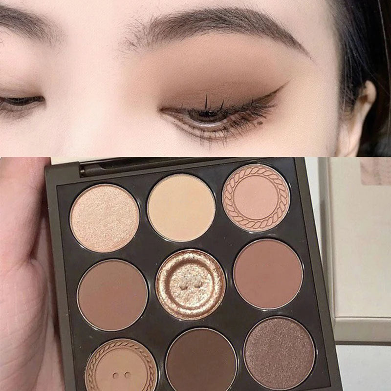 9 Color Eyeshadow Palette - Long-Lasting Shimmer and Matte Earth Tones