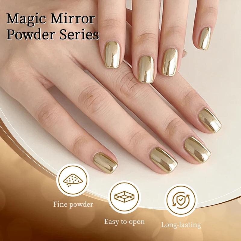 Mirror Powder for Nails - Metallic Chrome Holographic Nail Art Glitter Set