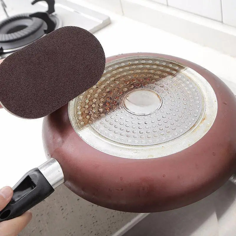 Emery Sponge Kitchen Scrubber with Handle for Pot, Pan, and Surface Cleaning