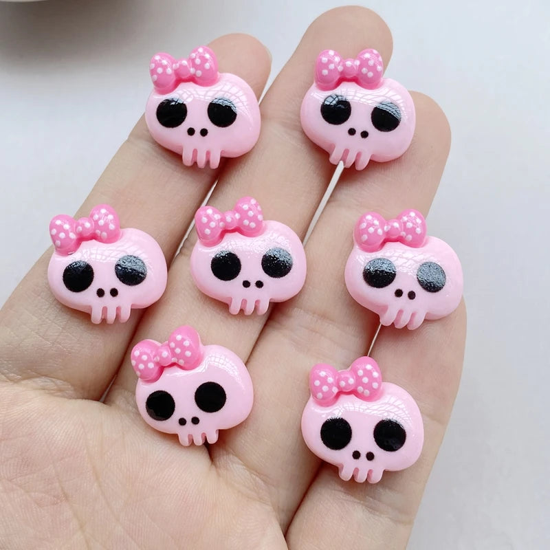 10Pcs Cute Resin Skull Flat Back Craft Embellishments for Scrapbooking Jewelry DIY