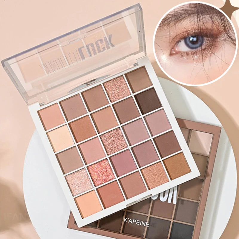 25-Color Professional Eyeshadow Palette Long Lasting & Glitter Eye Makeup