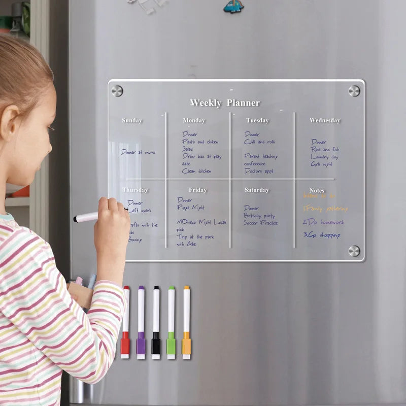 Magnetic Weekly Planner Whiteboard Calendar for Refrigerator & Metal Surfaces
