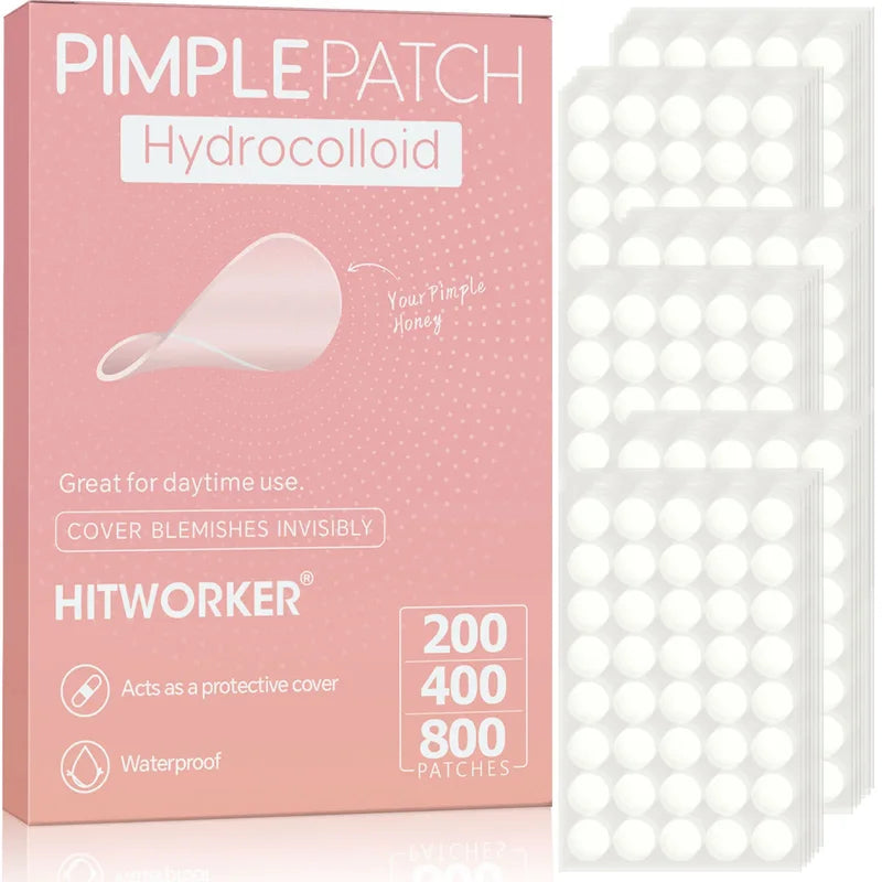 Hydrocolloid Acne Pimple Patches - Invisible Oil-Absorbing Spot Cover, Waterproof, 200/400/800PCS