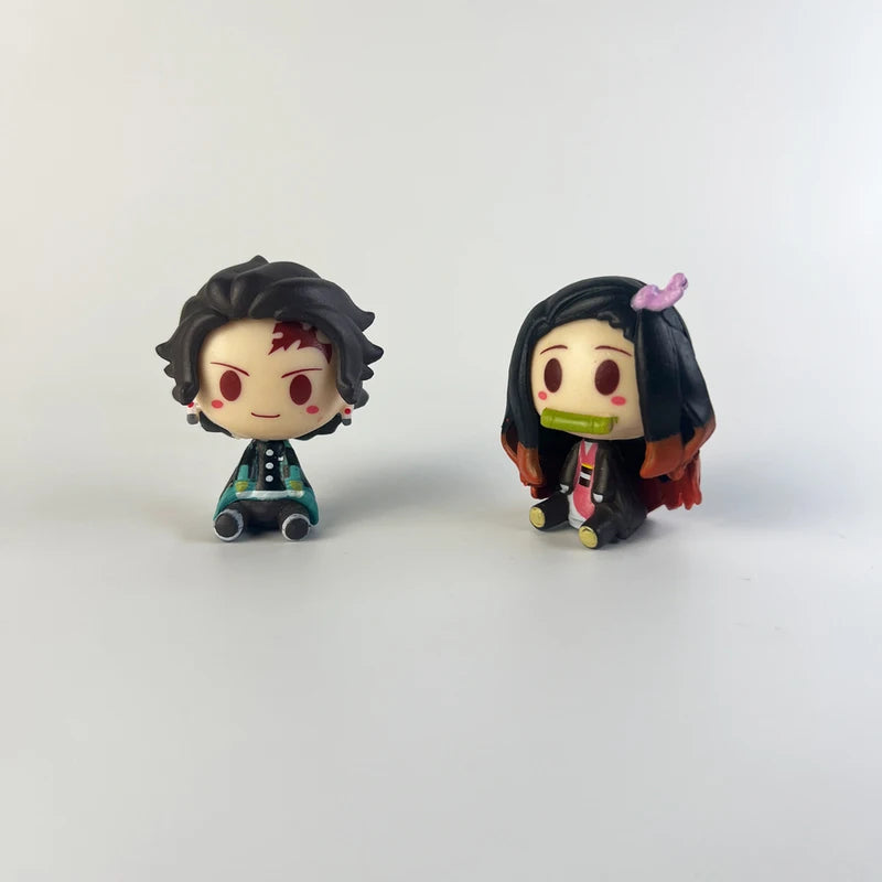 4PCS Anime Demon Slayer Mini Action Figures Nezuko Tanjirou Zenitsu Inosuke PVC Collectibles