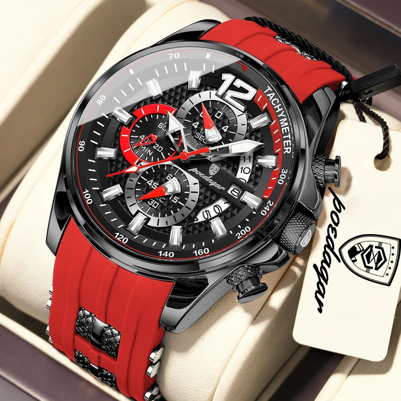 Men's Waterproof Chronograph Quartz Watch with Big Dial and Luminous Features