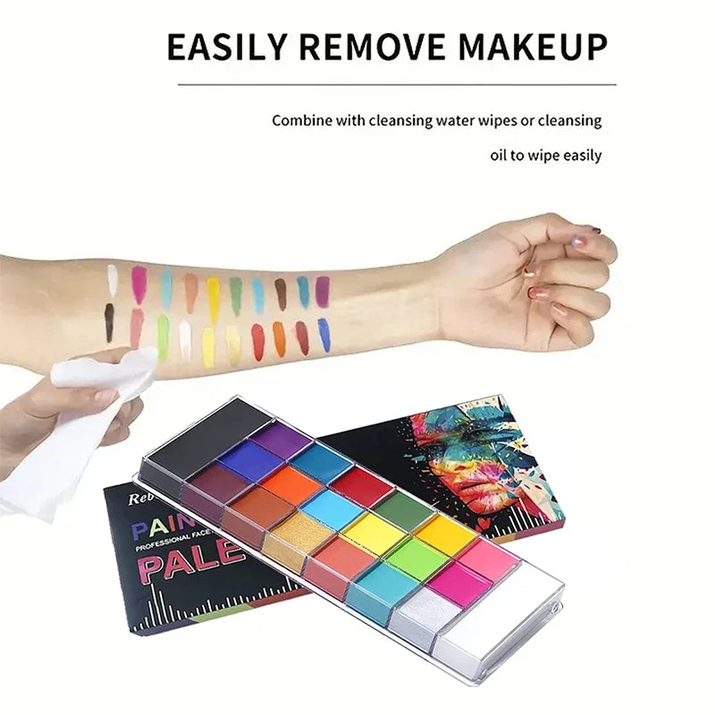 20-Color Oil-Based Face & Body Paint Set Non-Toxic Safe for Kids & Halloween