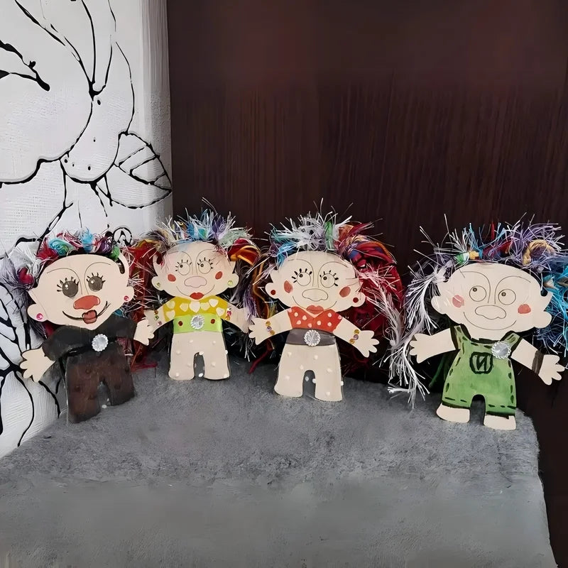 10pcs Wooden Mini Human Craft Figures for Parties Halloween Decorations New Year Gifts