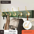 Wall-Mounted Bamboo & Zinc Alloy Coat Rack with Double Hooks - Retro Home Organizer