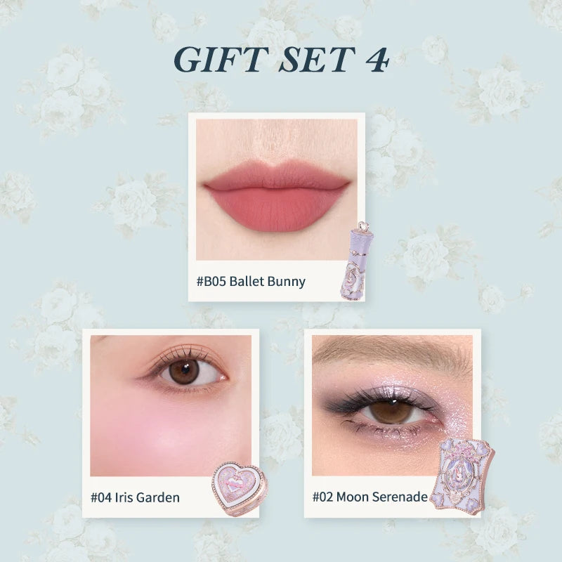 Makeup Gift Set with Eyeshadow Palette and Lipstick - Bunny Garden Collection