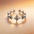 Sterling Silver Geometric Star Shape Ring for Women Handmade Vintage Jewelry