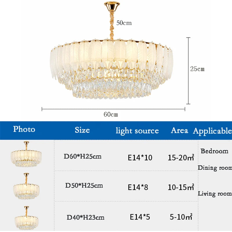 Modern Luxury Crystal Pendant Light for Living Dining Bedroom Ceiling Chandelier