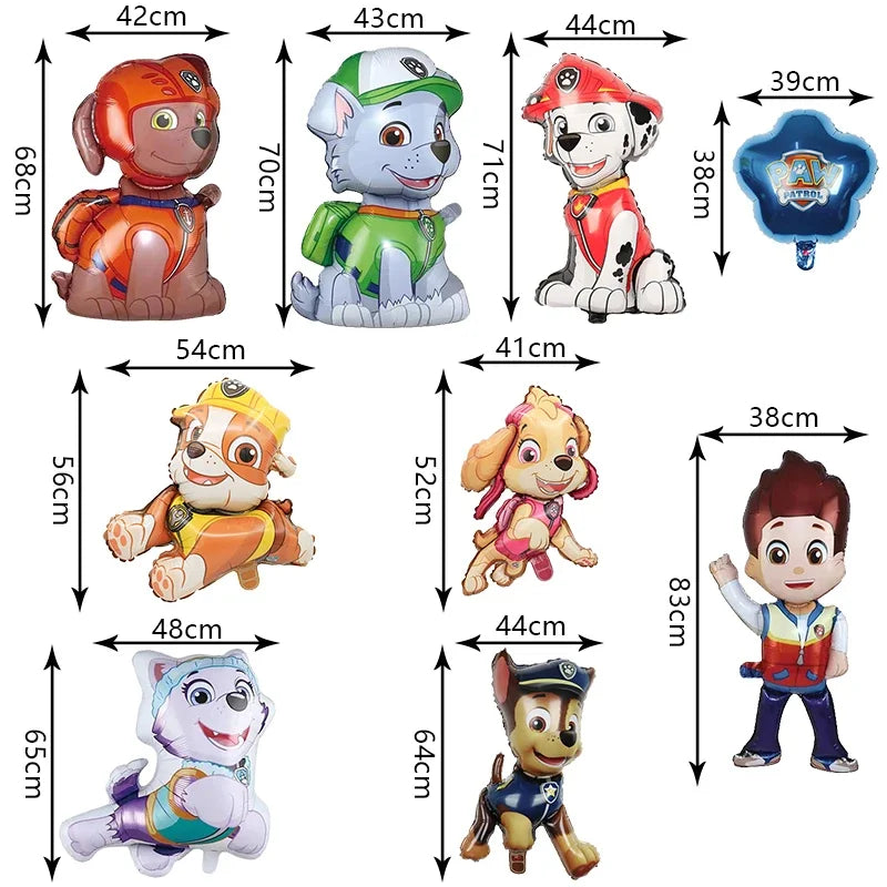 Kids Birthday Party Balloon Set with Foil Latex & Number Balloon - Paw Patrol Theme