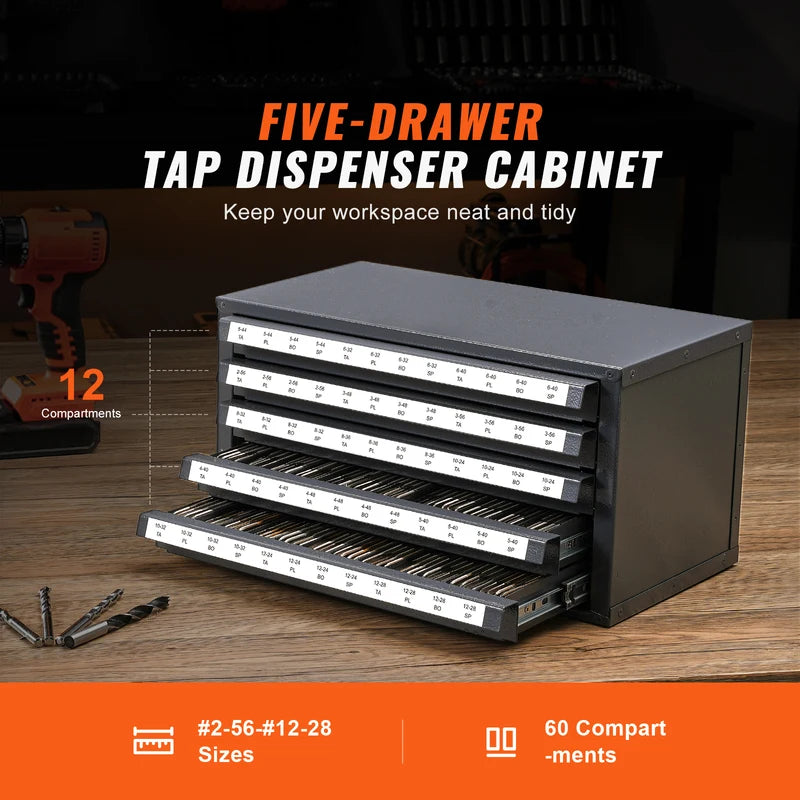 Drill Bit Dispenser Cabinet Organizer with 3 Drawers for Storage