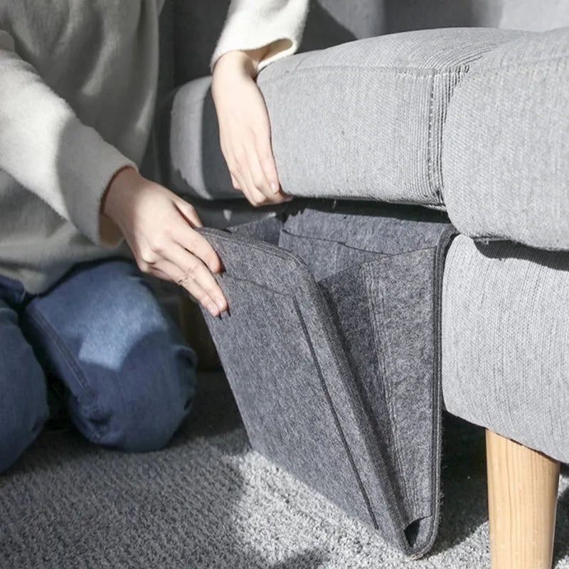 Multi-Use Storage Bag for Dorms Bed Sofa Bedroom Organizers with Felt Material