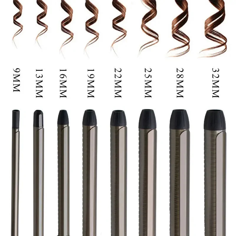 Professional 9mm Curling Iron for Short Hair, 360° Rotatable Hair Curler
