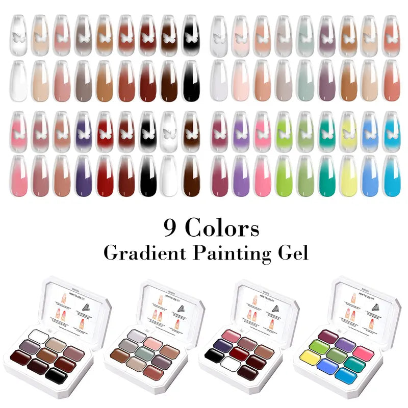 Gradient Painting Gel Nail Polish Kit for DIY Nail Art - Quick-Dry & Long-Lasting