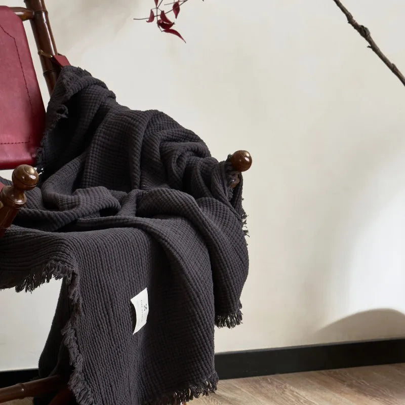 Cotton Blanket with Tassels - Multi-Purpose Sofa Bed Cover & Decor - 200x230cm