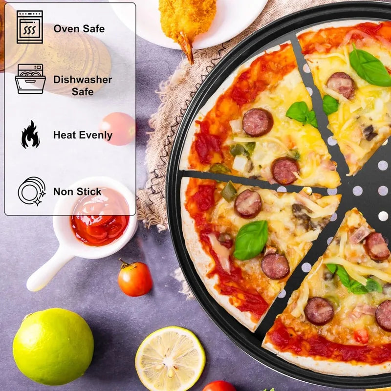 28cm Round Pizza Pan with Holes for Oven Baking Nonstick Steel Pizza Tray