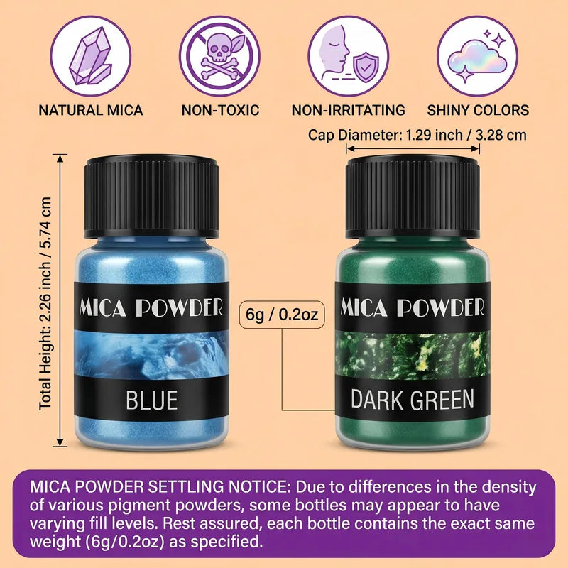 24 Colors Mica Powder Pigments for Resin Plaster Candles Jewelry Making