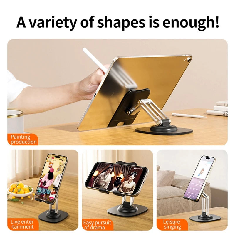 Adjustable Tablet and Phone Stand - 360° Rotatable Portable Desktop Holder
