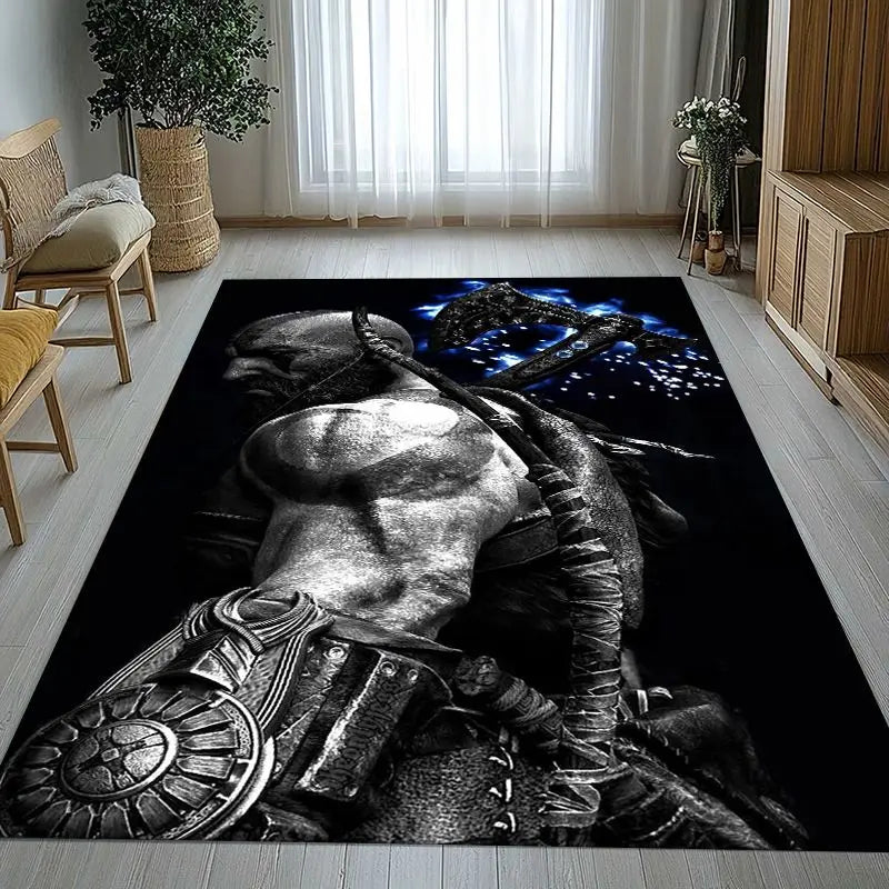 God of War Kratos Area Rug Non-Slip Soft Carpet for Living Room Bedroom Kids Playroom