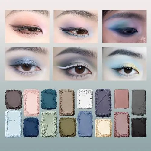 Colorful Eye Shadow Palette with 16 Shades - Matte & Pearl Finishes for Smoky & Daylook Makeup